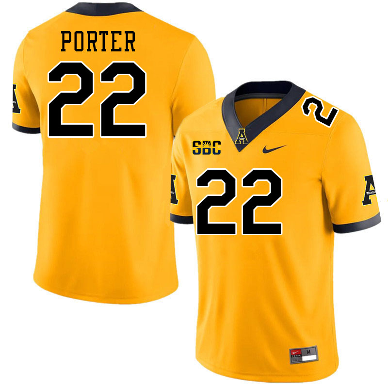 Appalachian State Mountaineers #22 Ronnie Porter College Football Jerseys Stitched-Gold